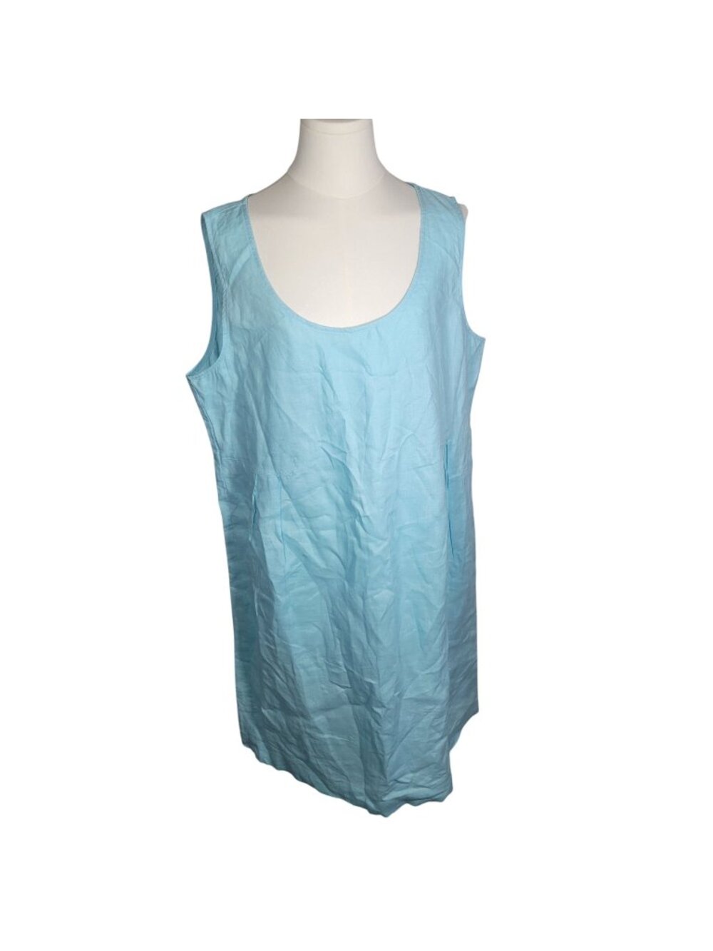 J. Jill Women Light Blue Sleeveless Lightweight Casual 100% Linen Dress Size L